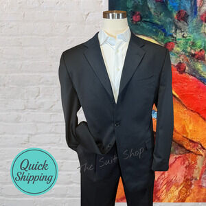 Jones New York Mens 46R Solid Black Blazer Sport Suit Jacket 3/2 Roll